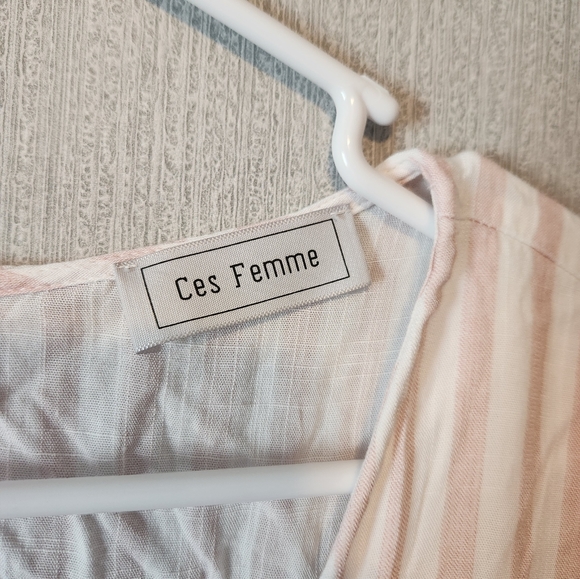 Ces Femme white/light pink striped Romper Size Large - Picture 4 of 6